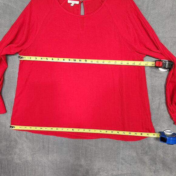 Maurice’s Red Blouse Chiffon Shirt Size Large Slit Sleeve Keyhole Back - Picture 10 of 10